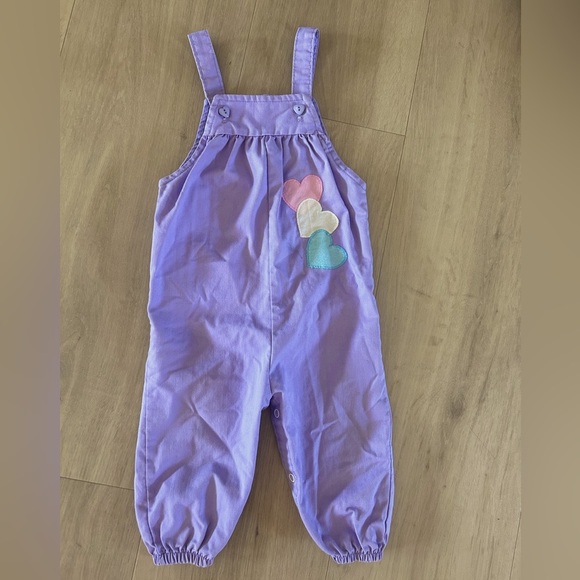 Vintage Healthtex 18 month Purple Kids Overalls with Heart Design - Picture 1 of 5